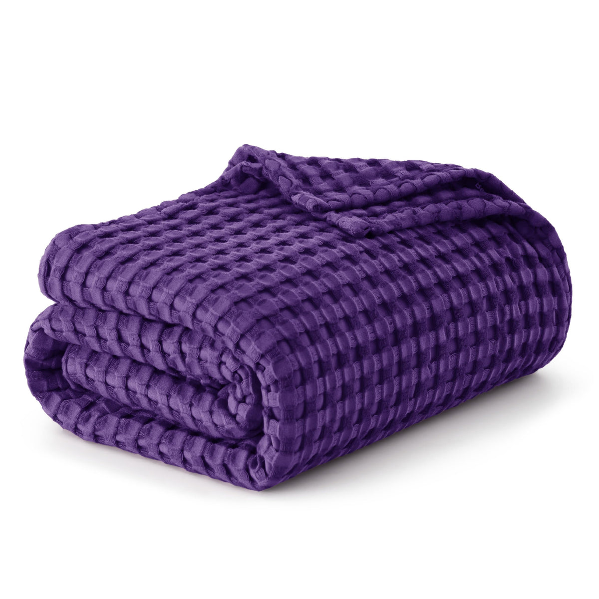 Bedsure cooling cotton waffle king blanket purple—breathable moisture-wicking for hot sleepers.