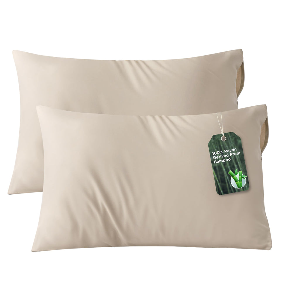 Bedsure cooling pillowcase in queen size shows breathable fabric for hot sleepers.