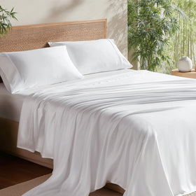 Bedsure bamboo rayon cooling sheets close-up showing silky softness for hot sleepers