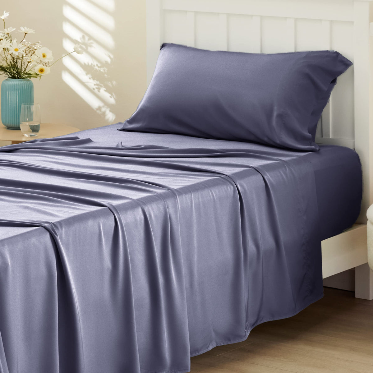Bedsure cooling twin sheets in bamboo rayon offer breathable comfort for hot sleepers.