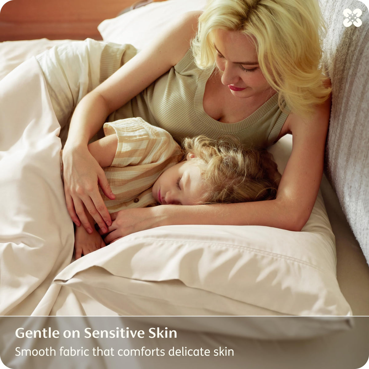 Bedsure corner grips keep the sheets securely in place.