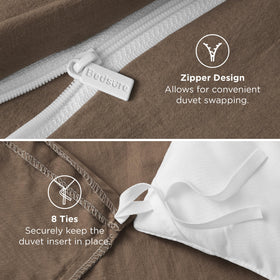 Bedsure corner ties secure the duvet to prevent shifting.