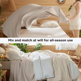 Bedsure cotton blanket in dorm room scene communicates practical comfort for students.