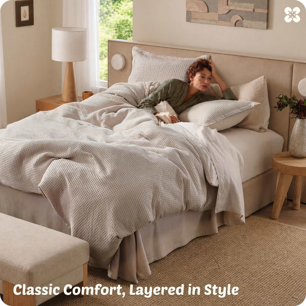 Bedsure cal king duvet cover includes a reusable cotton tote for storage