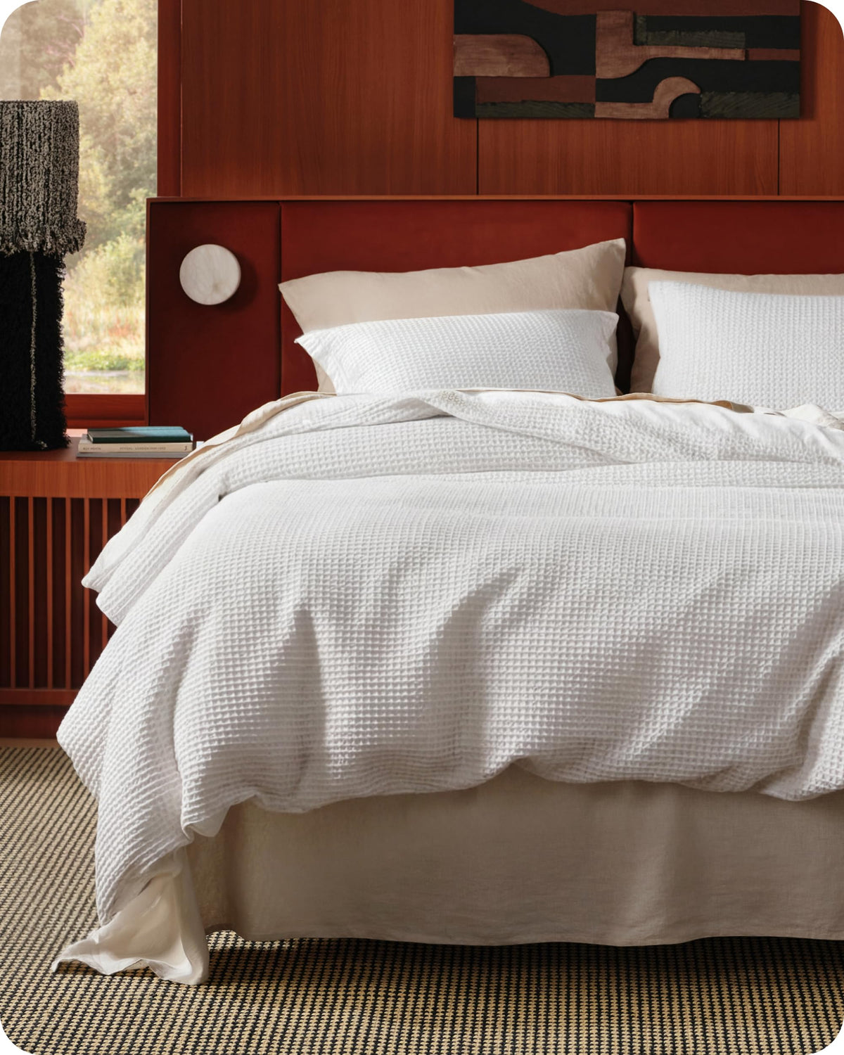 Bedsure king coconut white waffle weave front view, soft and breathable