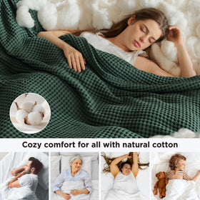 Bedsure cotton waffle texture close-up, highlighting soft breathable fabric.