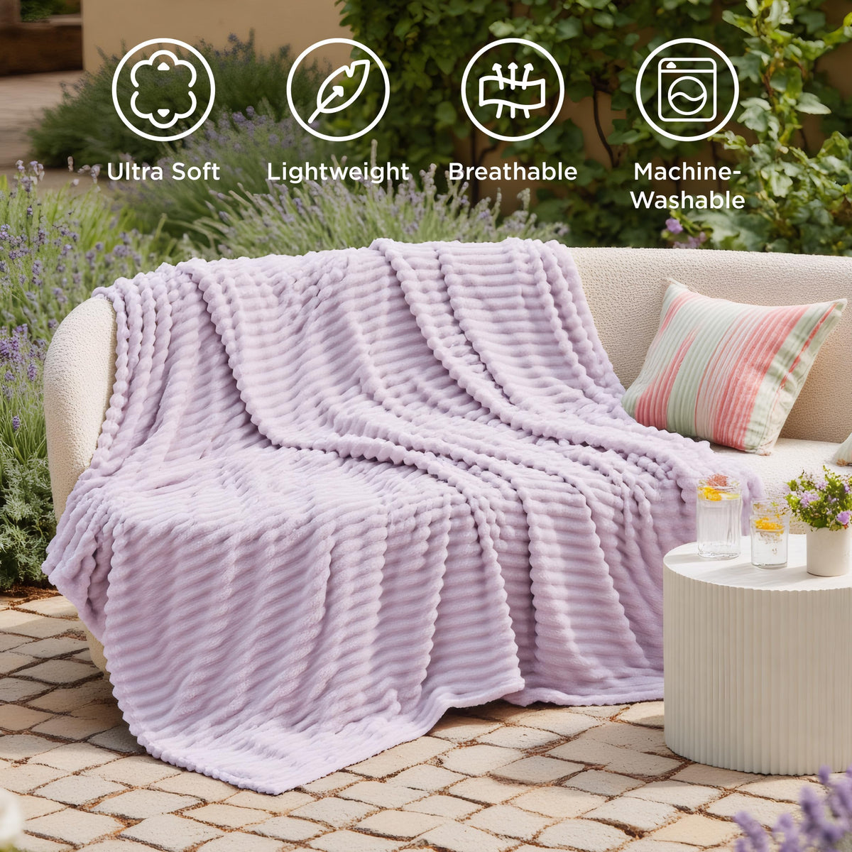 Bedsure Cozy soft blanket by the bed offers quick warmth before sleep