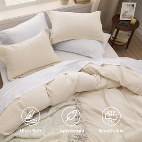 Bedsure cream duvet cover king eight corner ties prevent filling shifting during use.