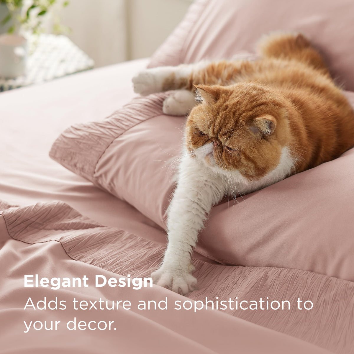 Bedsure deep-pocket fitted sheet securely fits a thick mattress