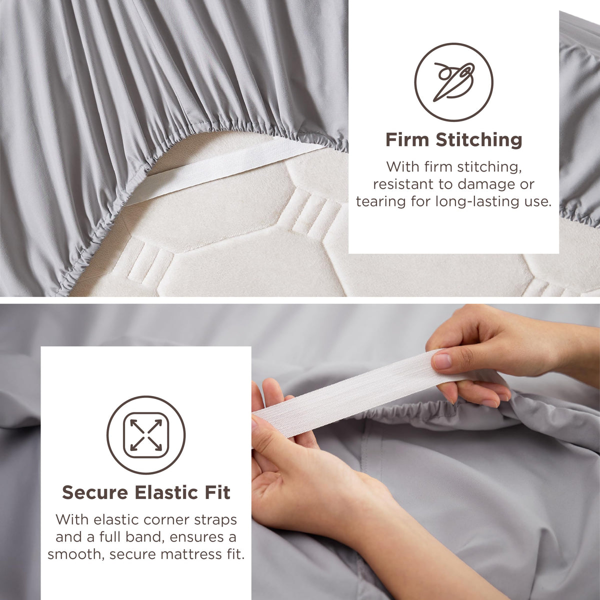 Bedsure brushed fabric close-up highlights durable, cozy feel.