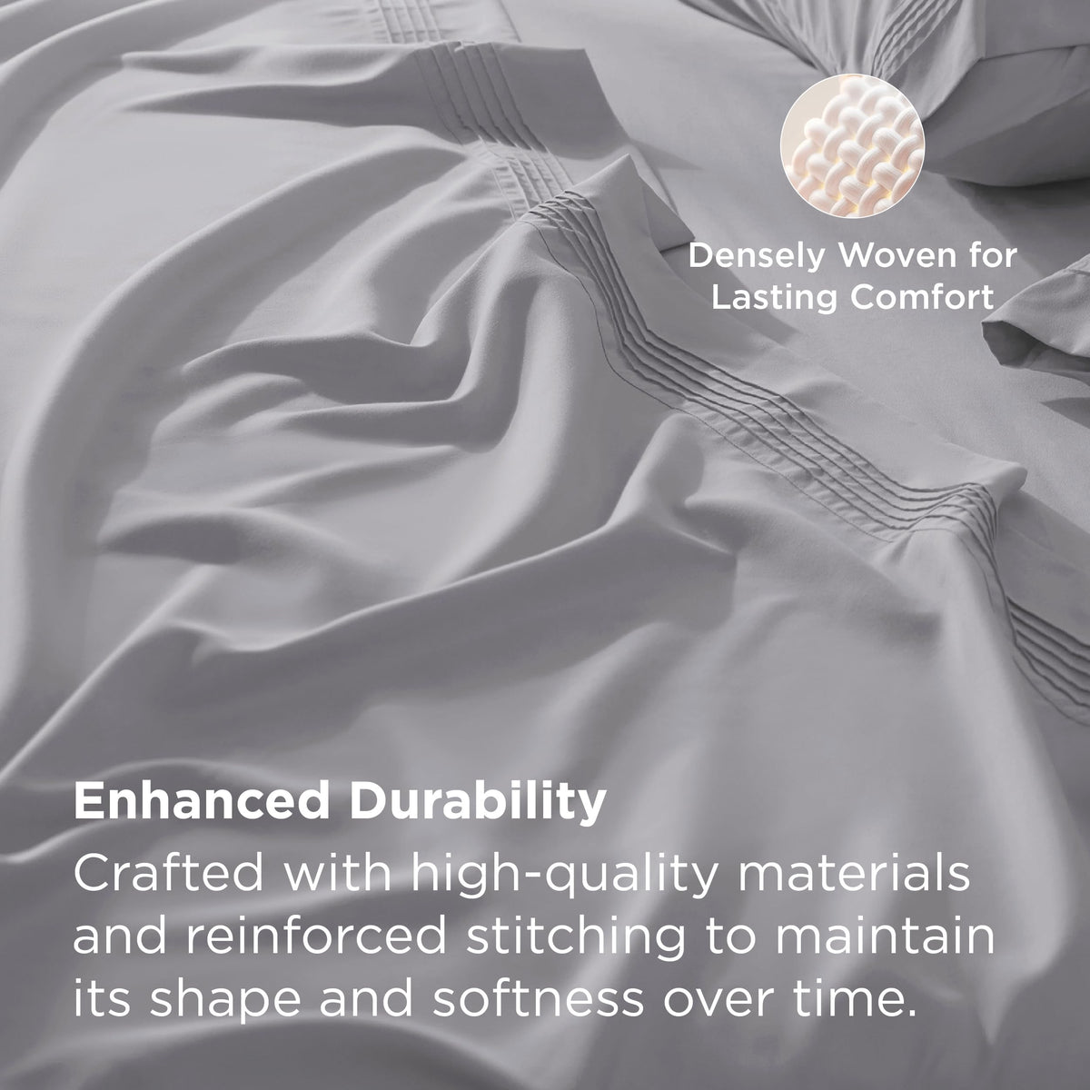 Bedsure deep-pocket design demonstrates secure fit around tall mattresses.