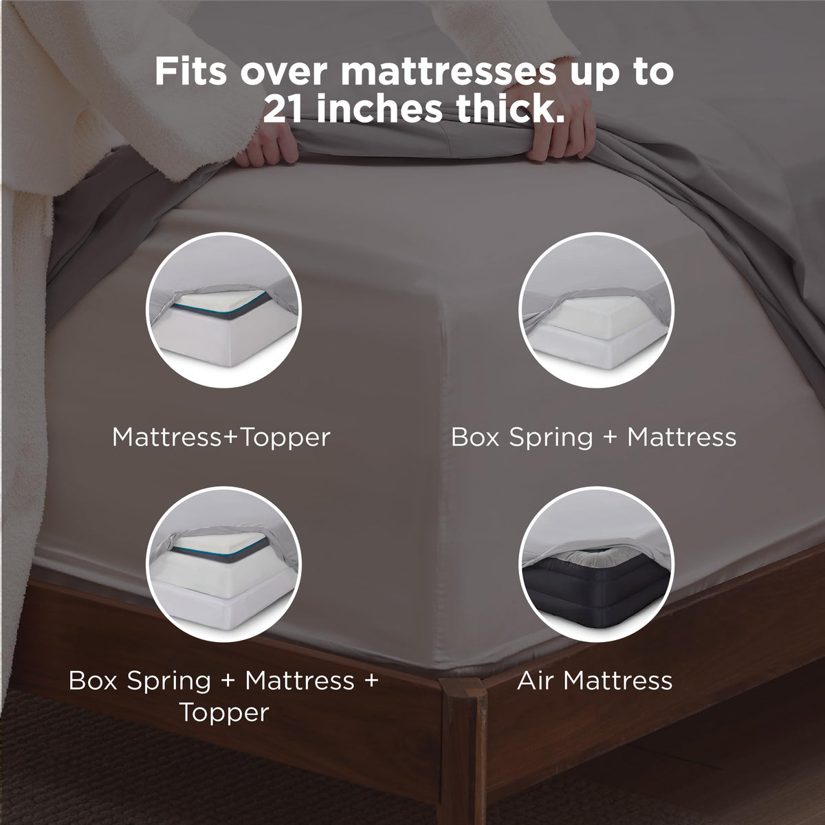 Bedsure queen fitted sheet 60x80 stays snug on thick mattresses.