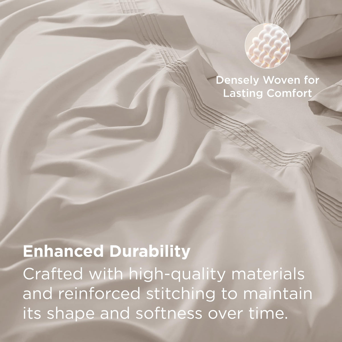 Bedsure 21-inch deep-pocket fit ensuring secure stay even with toppers.