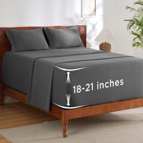 Bedsure deep-pocket queen fitted sheet on thick mattress for a secure fit