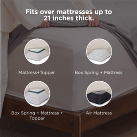 Bedsure deep-pocket queen fitted sheet showing secure grip on thick mattresses.