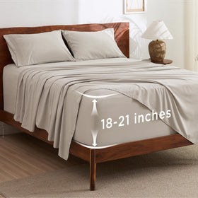 Bedsure deep-pocket queen sheets flat sheet with a secure, roomy fit for tall mattresses.