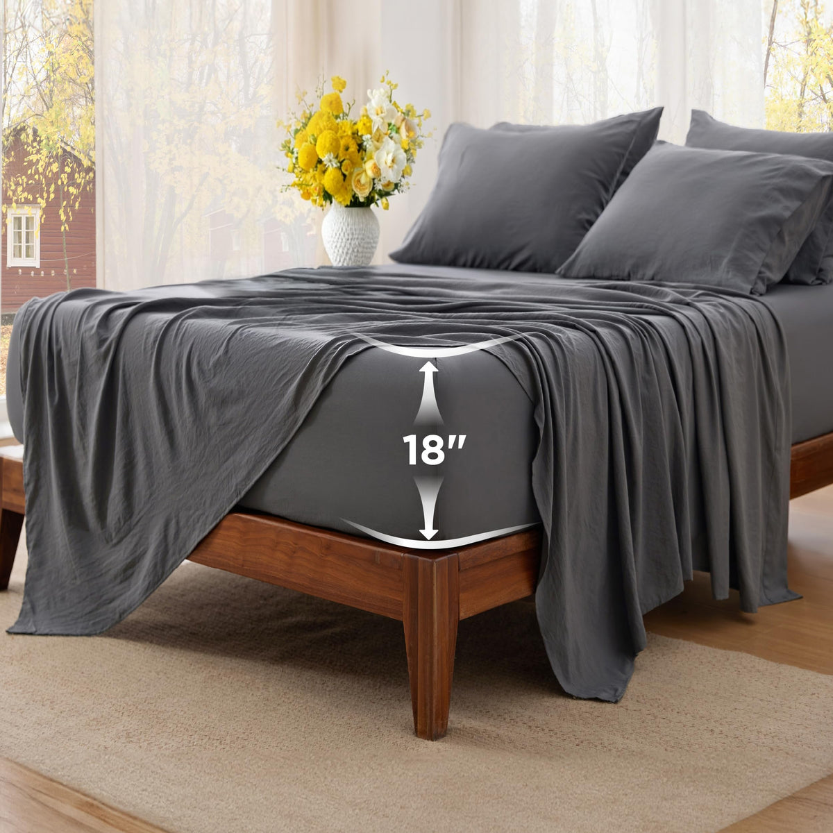 Bedsure deep-pocket queen sheets flat sheet showing smooth, breathable comfort for restful sleep