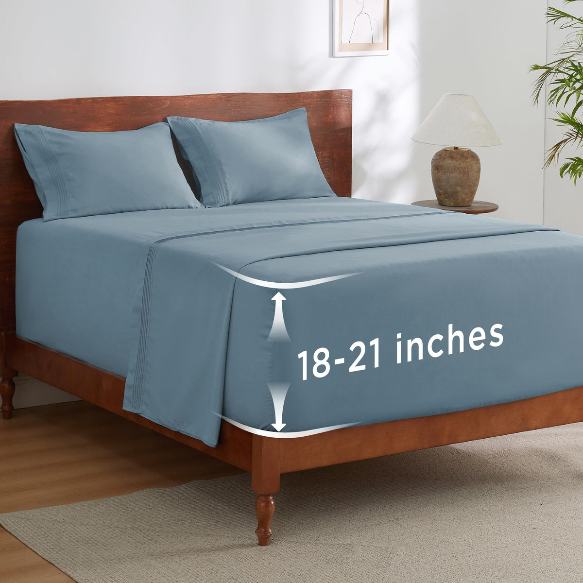 Bedsure queen sheet set with top sheet pintuck detail for a stylish, secure look.