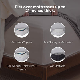 Bedsure deep-pocket twin fitted sheet showing secure fit for thick mattresses.