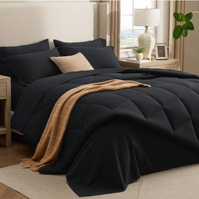 Bedsure diamond quilting with rounded edges on black comforter for refined look