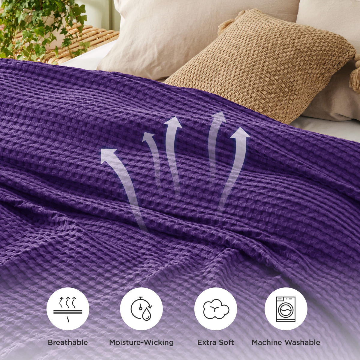 Bedsure durable cotton blanket with neat seams—designed to resist fading and shrinking.
