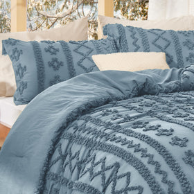 Bedsure dusty blue bed setup demonstrates versatile farmhouse-chic styling.