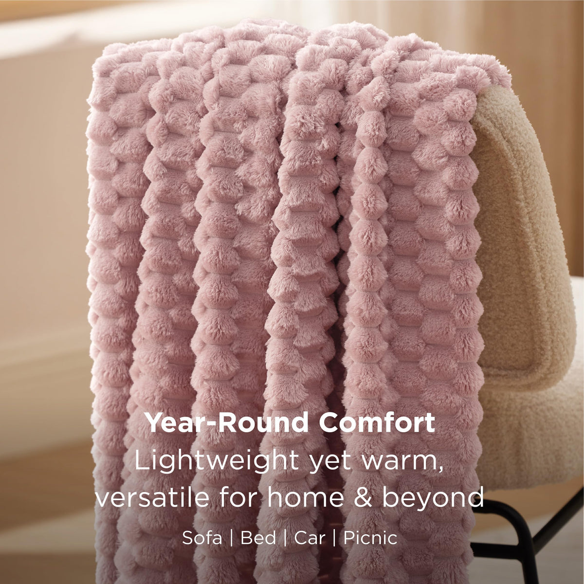 Bedsure Dusty Rose Throw Blanket versatile accessory for bed sofa travel