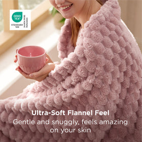 Bedsure Dusty Rose Throw Blanket shows jacquard pattern enhancing decor