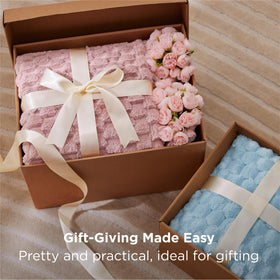 Bedsure Dusty Rose Throw Blanket features strong stitching for durability