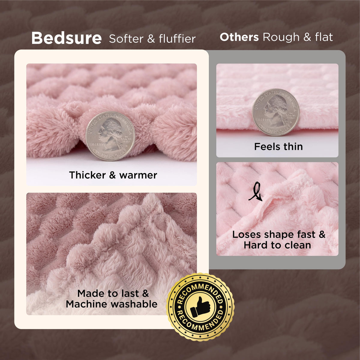 Bedsure Dusty Rose Throw Blanket delivers warmth without heaviness for evenings