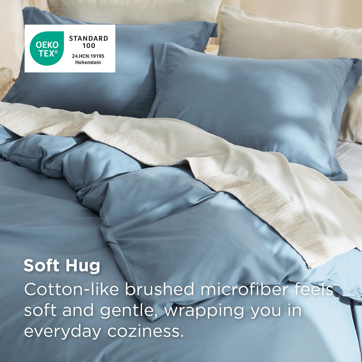 Bedsure duvet cover hidden zipper close-up for easy bed making.