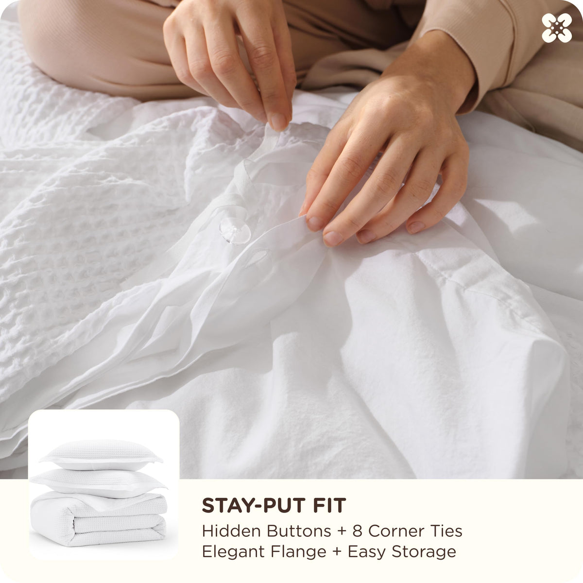 Bedsure king duvet cover with eight corner ties for secure fit on mattress