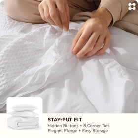 Bedsure king duvet cover with eight corner ties for secure fit on mattress