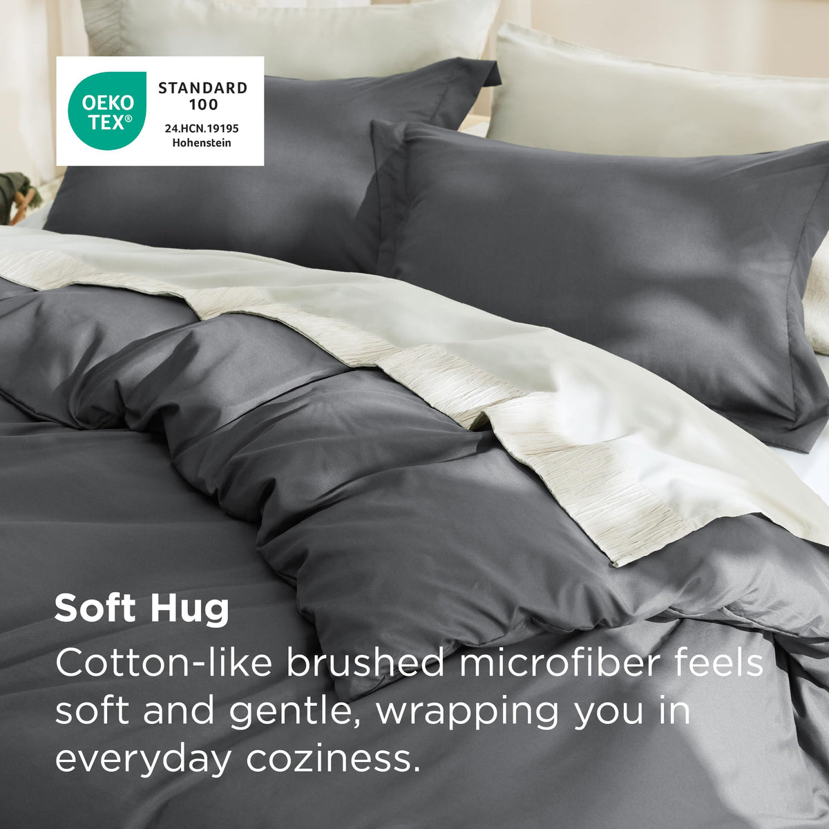 Bedsure duvet cover close-up shows double-brushed fabric and color fastness
