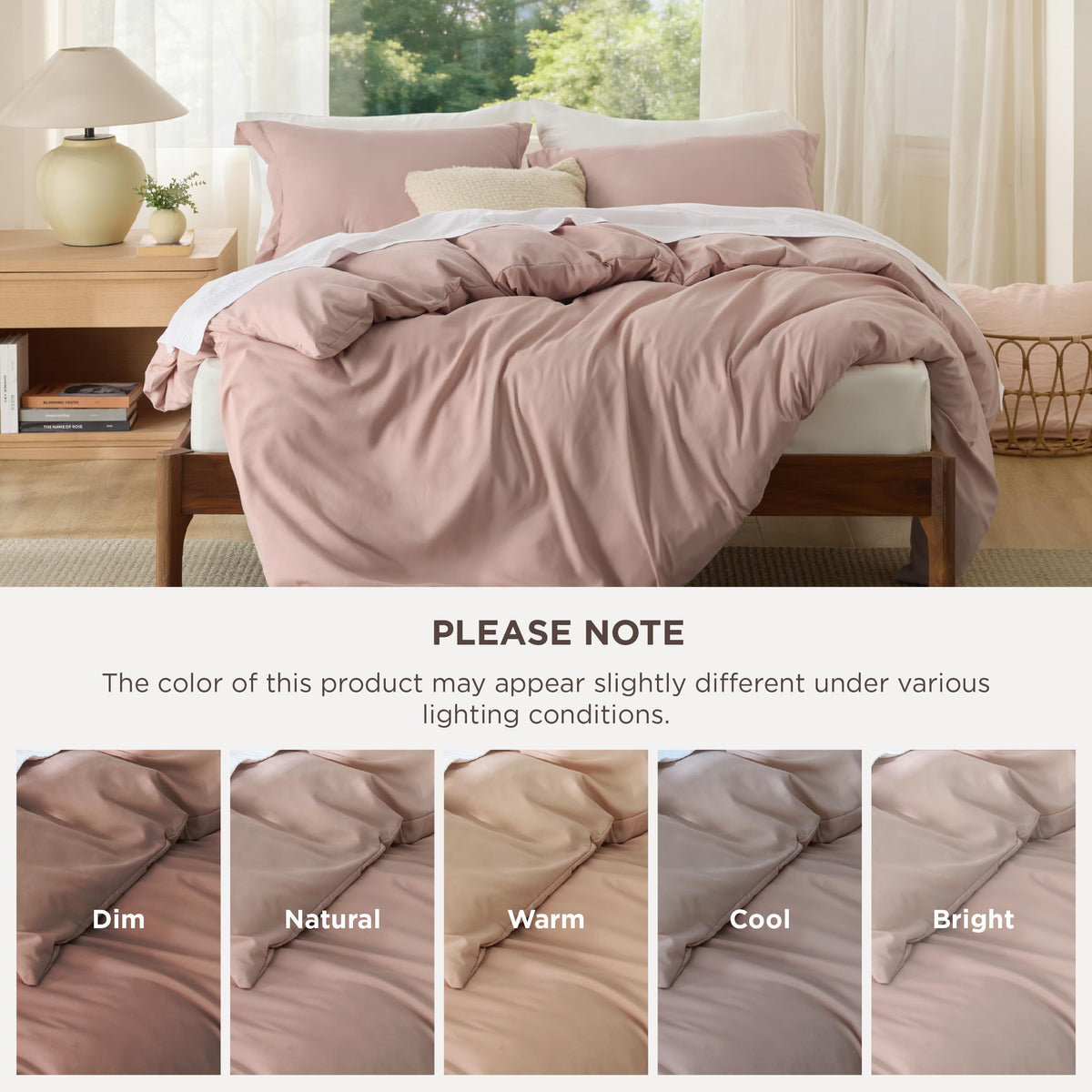 Bedsure duvet cover queen color-dusty rose resists fading over time