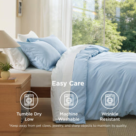 Bedsure package includes duvet cover and two pillow shams for quick setup.