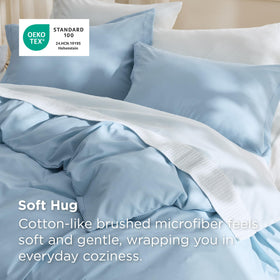 Bedsure light blue duvet cover showcases vivid color and coordination.