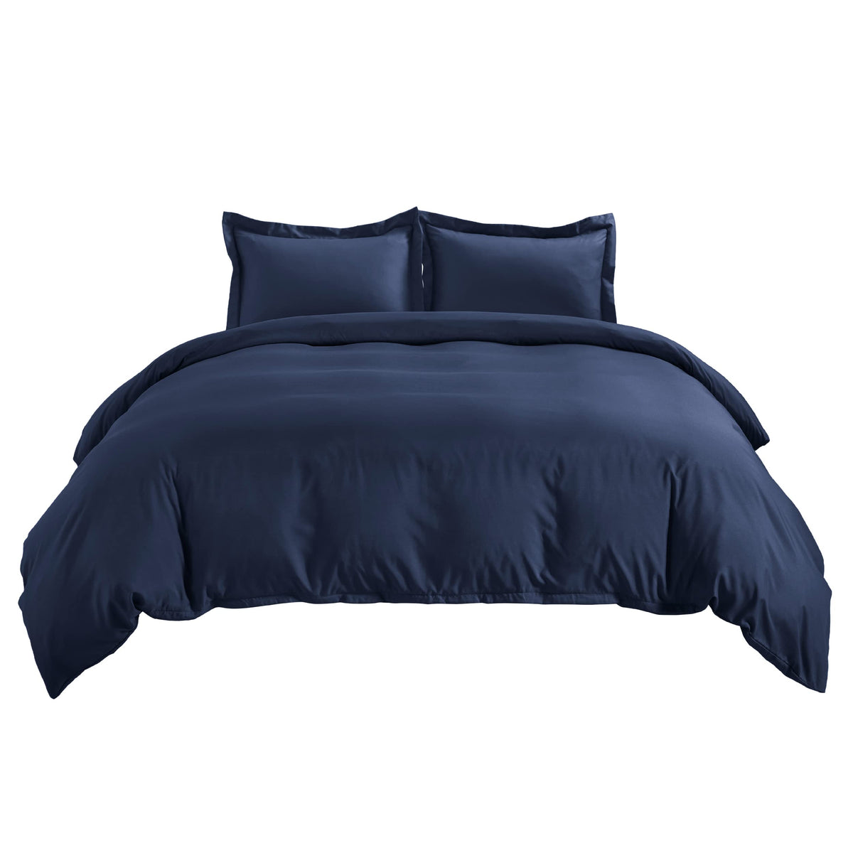 Bedsure duvet cover queen navy blue eight corner ties securing insert.