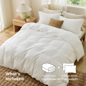Bedsure duvet cover close-up shows neat stitching for lasting durability.