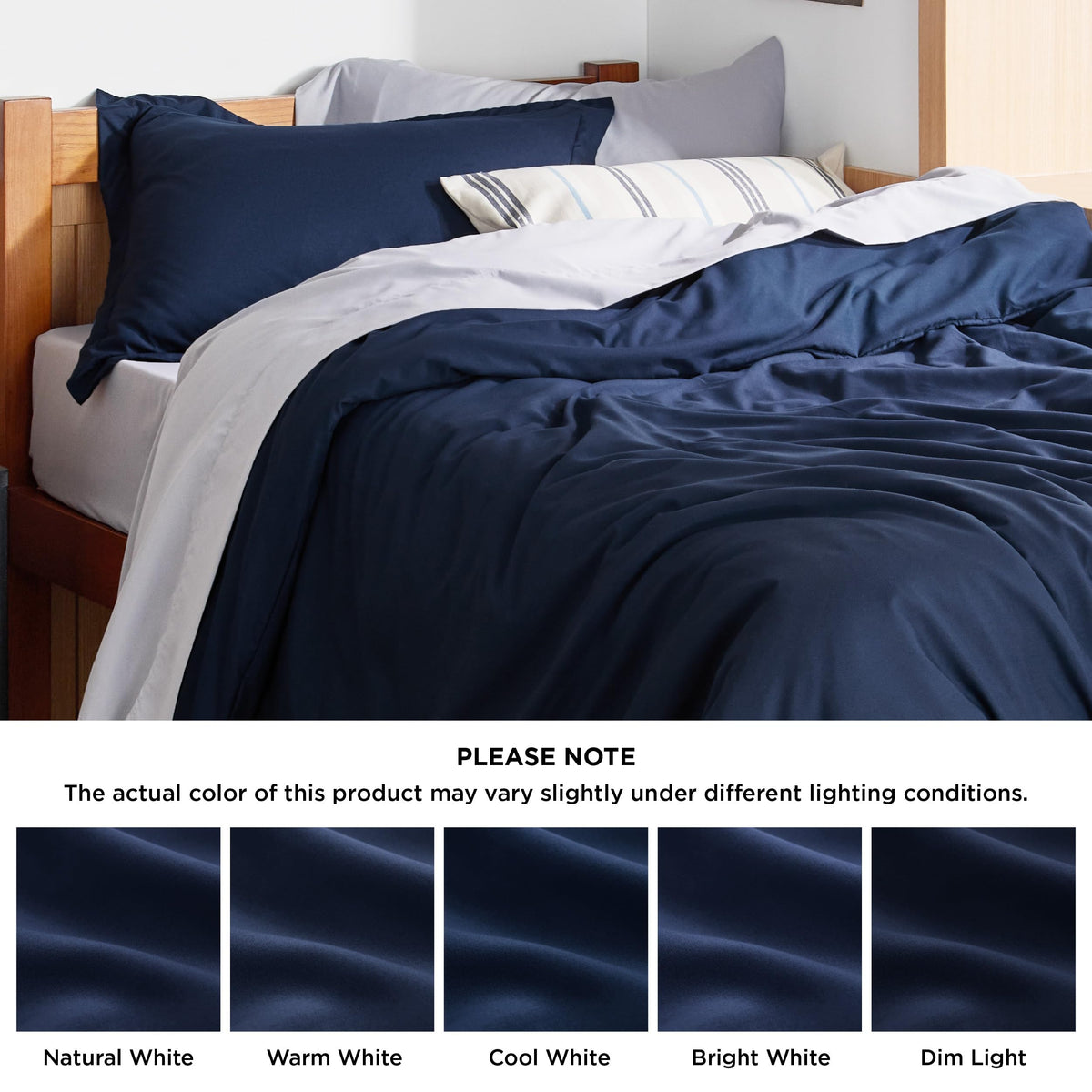 Bedsure lightweight navy duvet cover ideal for year-round layering