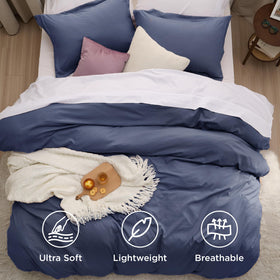Bedsure zipper-closure duvet cover close-up highlights secure, easy setup