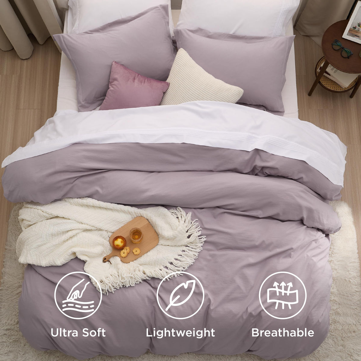 Duvet cover with Bedsure zipper closure for quick, secure setup