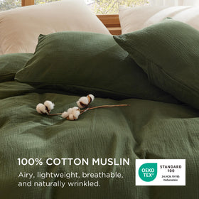 Bedsure olive green duvet cover shows zipper closure for easy bed making