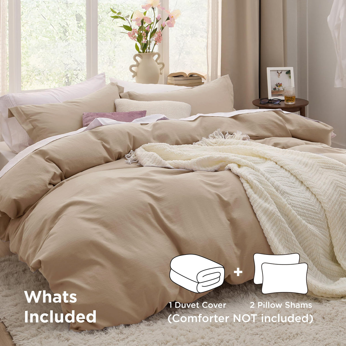 Bedsure duvet cover with zipper closure for quick, secure bed making.