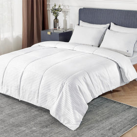 Bedsure king duvet insert with lightweight striped cover for summer sleep comfort