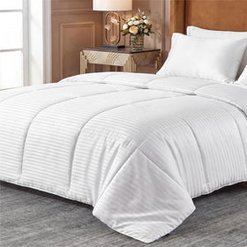 Bedsure duvet insert with striped white surface offers fresh dorm style and lightweight warmth.