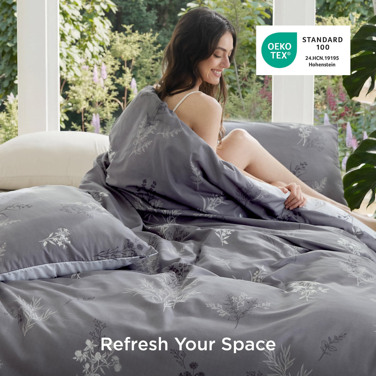 Bedsure duvet zipper closure detail for easy on/off and secure duvet fit.
