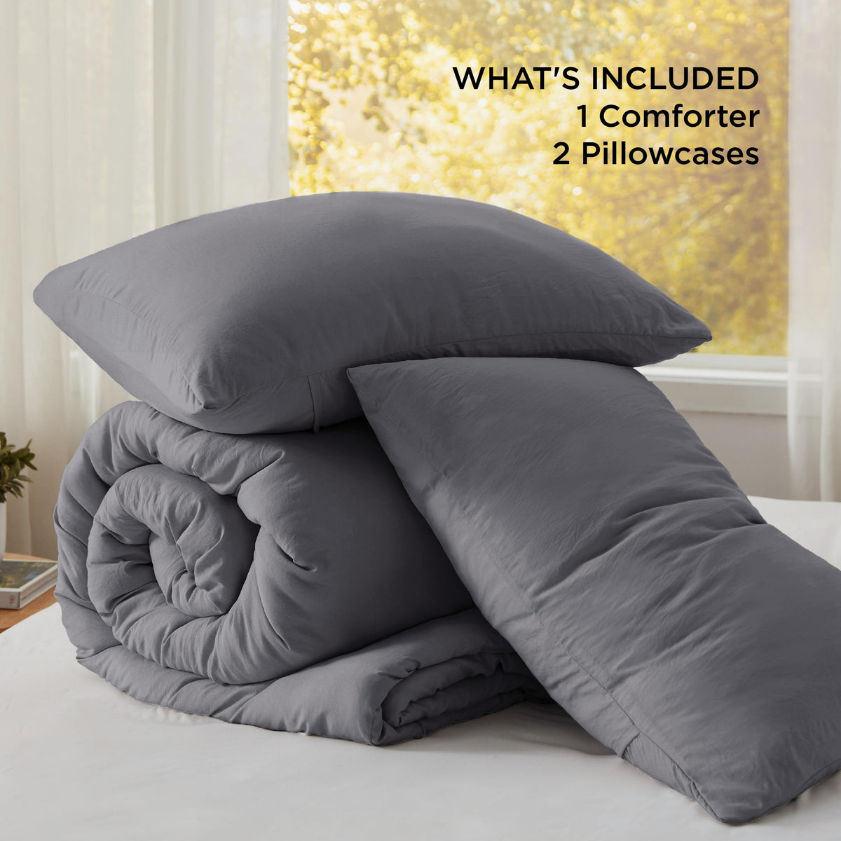 Bedsure easy-care instructions image conveys machine washable convenience.