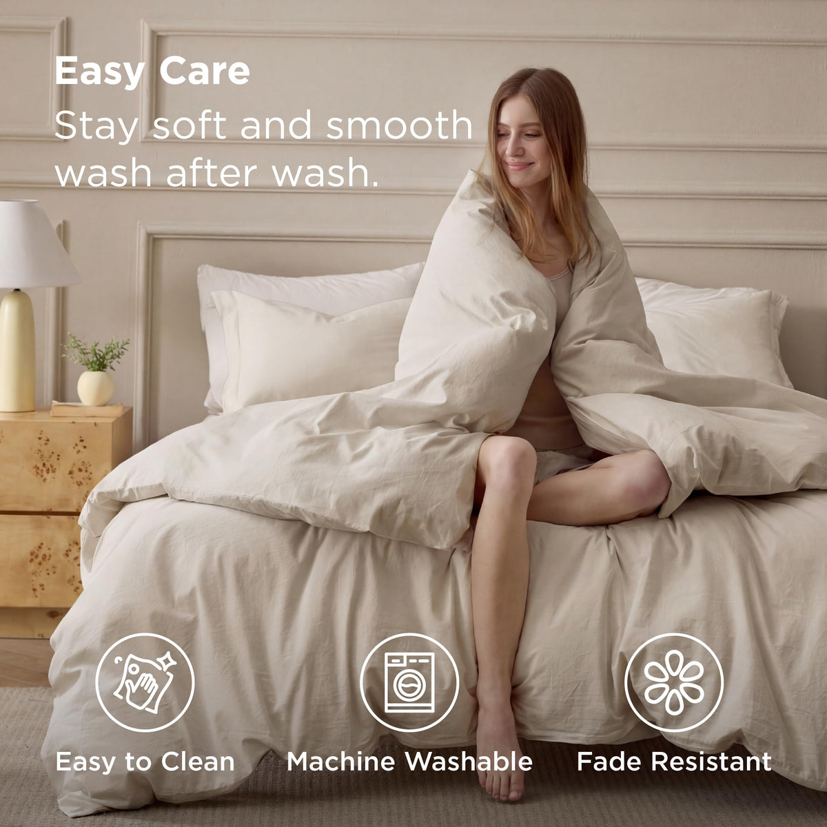 Bedsure easy-care fabric is machine washable for busy routines.