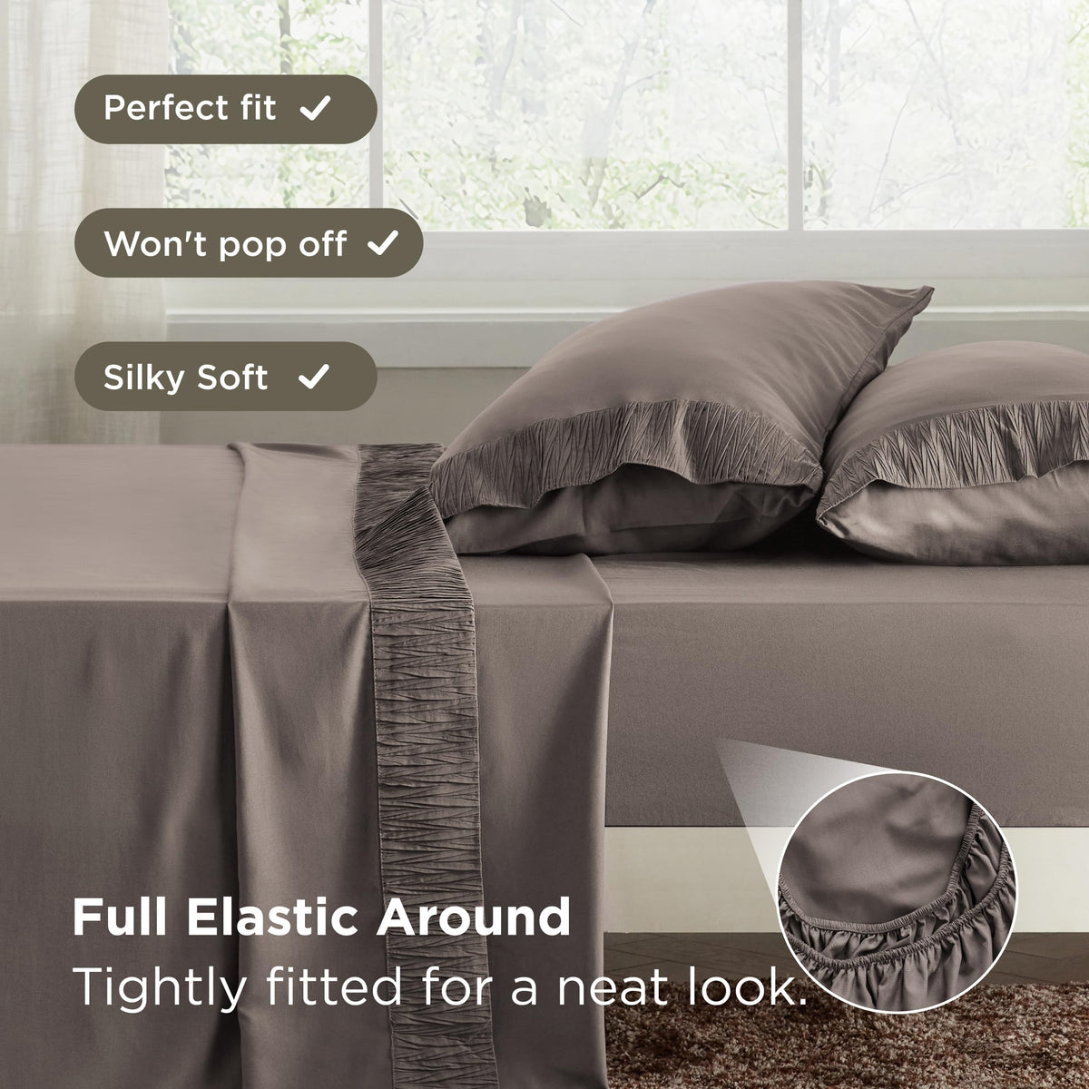 Bedsure microfiber sheets resist shrinking and pilling for easy care